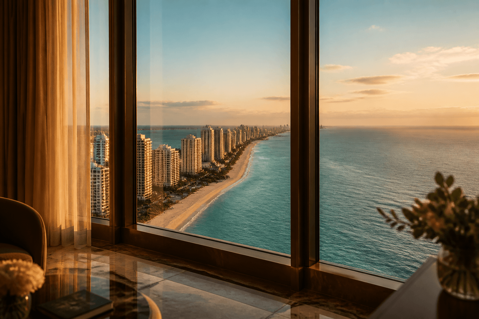 View from a Miami high-rise looking out over the ocean